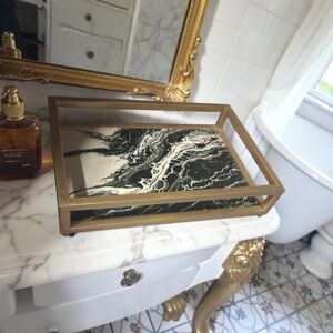 Luxurious Black and Gold Marble Vanity Tray